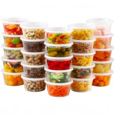AOZITA 32 Sets 12 oz Plastic Deli Food Containers With Lids, Airtight Food Storage Containers, Freezer/Dishwasher/Microwave Safe, Soup Containers For Takeout Meal Prep Storage