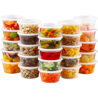 AOZITA 32 Sets 12 oz Plastic Deli Food Containers With Lids, Airtight Food Storage Containers, Freezer/Dishwasher/Microwave Safe, Soup Containers For Takeout Meal Prep Storage