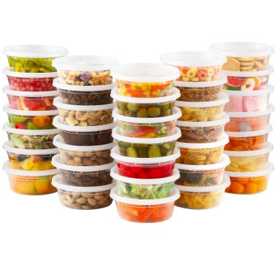 AOZITA 36 Sets 8 oz Plastic Deli Food Containers With Lids, Airtight Food Storage Containers, Freezer/Dishwasher/Microwave Safe, Soup Containers For Takeout Meal Prep Storage