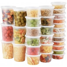 AOZITA 48 Sets Plastic Deli Containers With Lids, 8 oz 16oz 32oz Variety pack, Airtight Food Storage Containers, Freezer/Dishwasher/Microwave Safe, Soup Containers For Takeout Food Storage