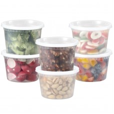 AOZITA 64 Sets 16 oz Plastic Deli Containers With Lids, Airtight Food Storage Containers, Freezer/Dishwasher/Microwave Safe, Containers For Takeout Meal Prep Storage