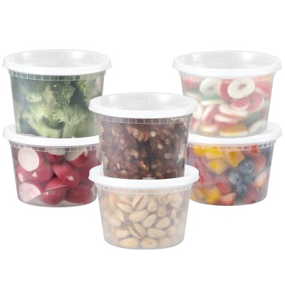 AOZITA 64 Sets 16 oz Plastic Deli Containers With Lids, Airtight Food Storage Containers, Freezer/Dishwasher/Microwave Safe, Containers For Takeout Meal Prep Storage