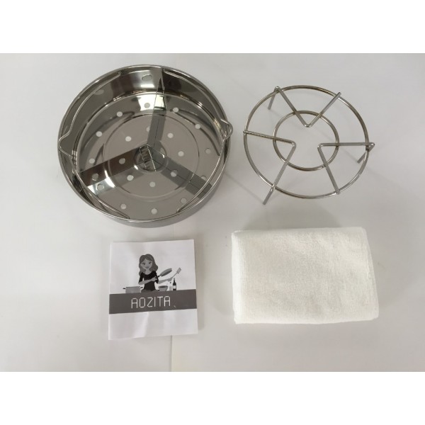 Aozita Steam Rack Basket Set with Removeable Dividers for Instant Pot and other 5/6/8 qt Pressure Cooker with Streaming Recipe and Cleaning Cloth