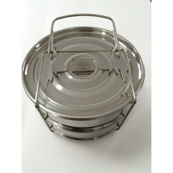 Aozita Stackable 2 Tier Stainless Steel Pressure Cooker Steamer Insert Pans with Lid and Handle and Silicone Heat Resistant Mat for Instant Pot and other 5/6/8 qt Pressure Cooker