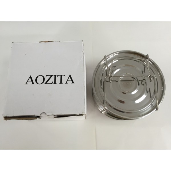 Aozita Stackable 2 Tier Stainless Steel Pressure Cooker Steamer Insert Pans with Lid and Handle and Silicone Heat Resistant Mat for Instant Pot and other 5/6/8 qt Pressure Cooker